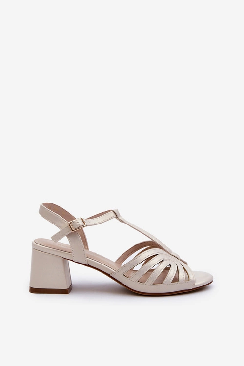 Damskie Sandały Na Obcasie Sergio Leone SK880 Perłowe