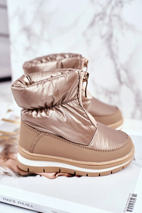 Dziecięce Śniegowce Ocieplane Wełną Złote Bubbles