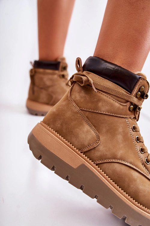 Skórzane Botki Na Platformie Brązowe Ressa