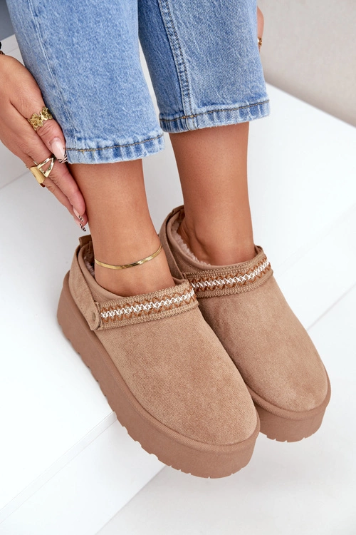 Śniegowce Z Ozdobnym Haftem Beżowe Selithria