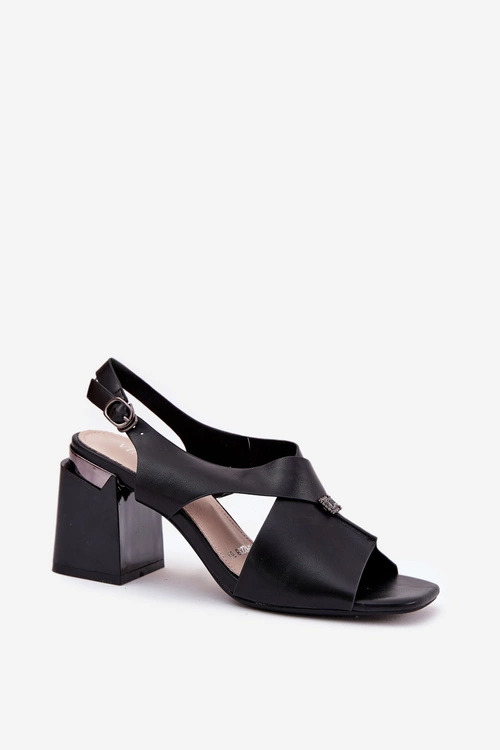 Eleganckie Sandały Damskie Na Słupku Vinceza 62238 Czarne