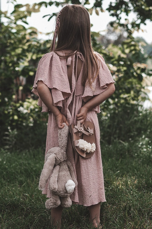 Modne Dziecięce Sandały Z Kwiatami Beżowo-Złote Poly