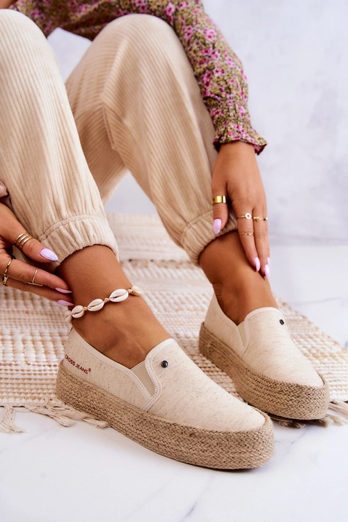Damskie Espadryle Na Platformie Cross Jeans JJ2R4014C Beżowe