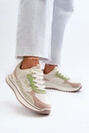 Sneakersy Damskie Big Star NN274A091 Beżowo-Zielone