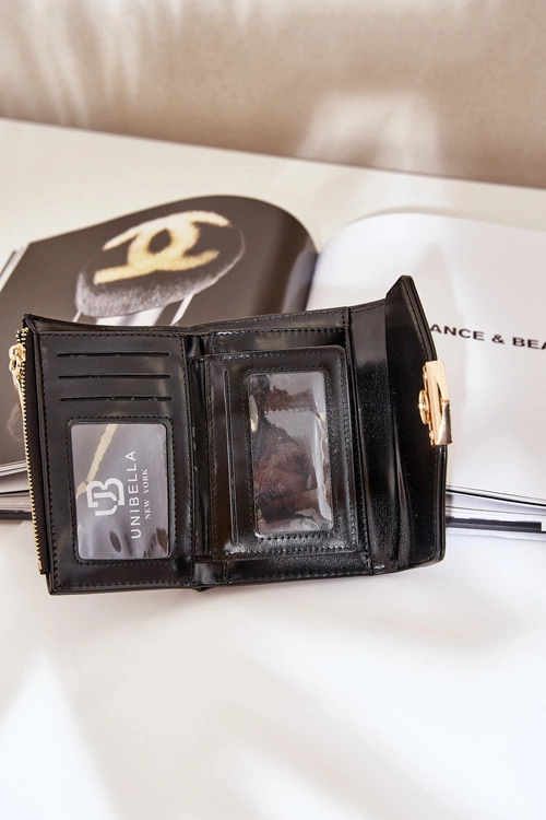 Lakierowany Portfel Damski Czarny Rahner