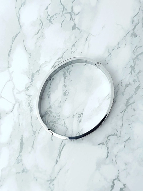 Damska Bransoleta Stalowa Z Cyrkoniami Srebrna Verne