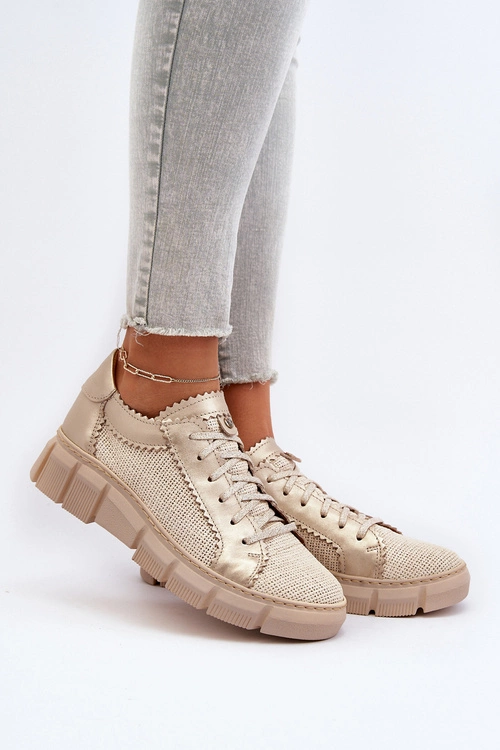 Damskie Skórzane Półbuty Maciejka 05850-22 Jasnobeżowe