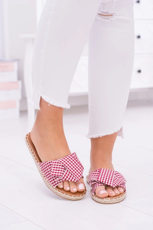 Damskie Klapki Z Kokardkami Pin-up Girl Czerwone