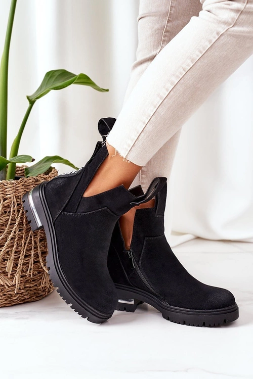 Ocieplane Botki Sztyblety Z Suwakiem Czarne My Way