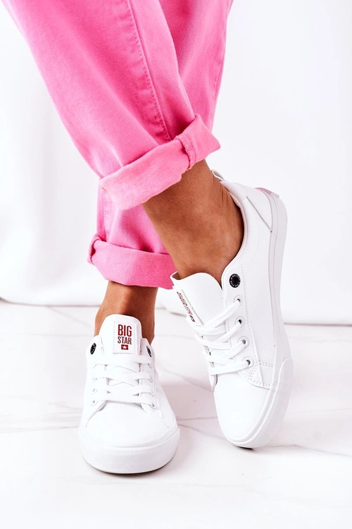 Damskie Skórzane Tenisówki BIG STAR GG274160 Białe