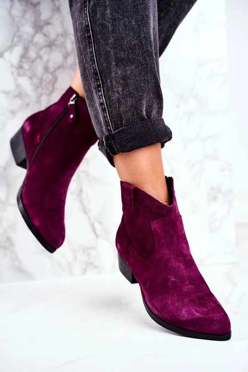 Botki Damskie Zamszowe Maciejka Fioletowe 04289-05