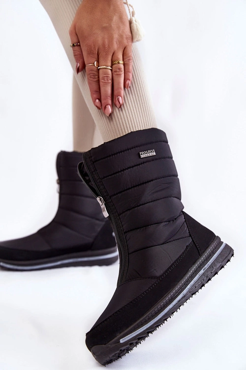 Damskie Lekkie Ocieplane Śniegowce Progress PROGJ-22-129 Czarne