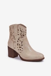 Ażurowe Botki Na Słupkowym Obcasie Złote Nurissa
