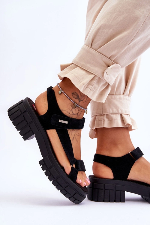 Damskie Zamszowe Sandały Big Star LL276035 Czarne