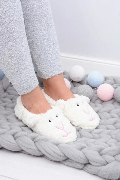 SOXO Damskie Domowe Papcie Pieski Białe