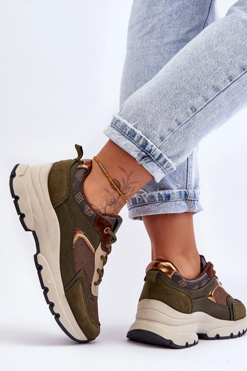 Sznurowane Buty Sportowe Na Platformie Zielone Escape