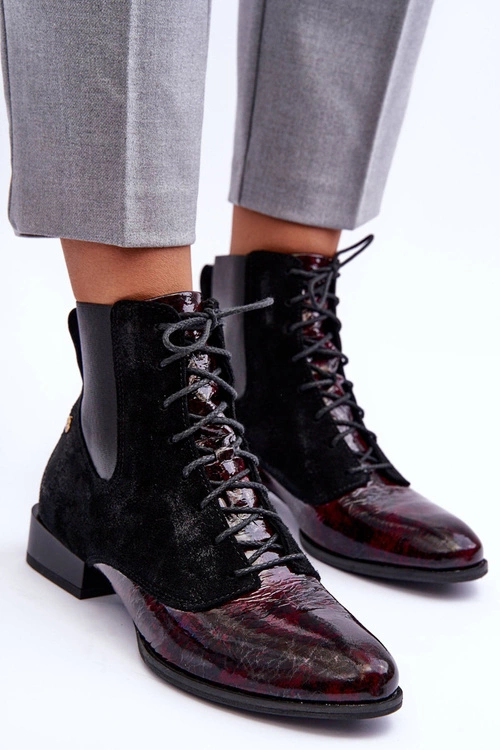 Skórzane Botki Na Płaskim Obcasie Maciejka 06200-08 Czarne