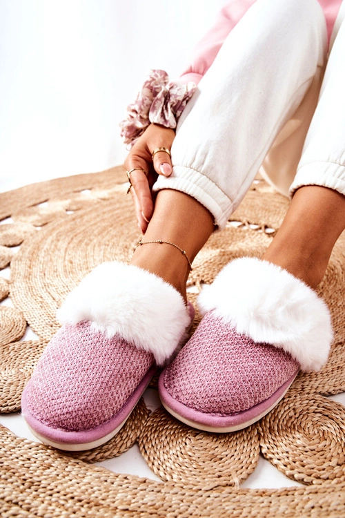 Papcie Ocieplane Z Futerkiem Ciemnoróżowe Flamarin