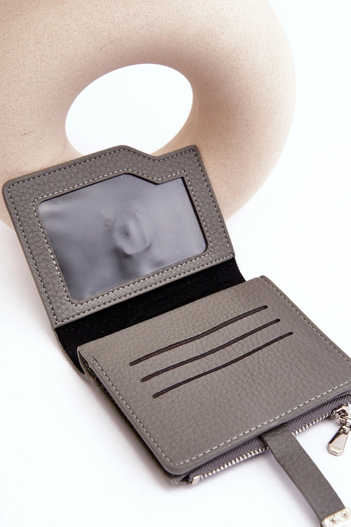Damski Portfel Portmonetka Z Ekoskóry Szary Lazara