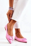 Skórzane Baleriny W Szpic Różowe Rachelle