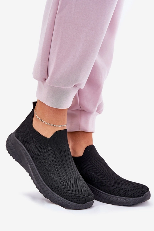 Wsuwane Materiałowe Buty Sportowe Damskie Czarne Minstina