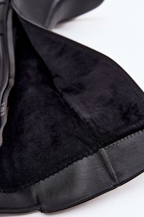 Ocieplane Kozaki Damskie Na Klocku Z Paskiem Sergio Leone KZ25826 Czarne