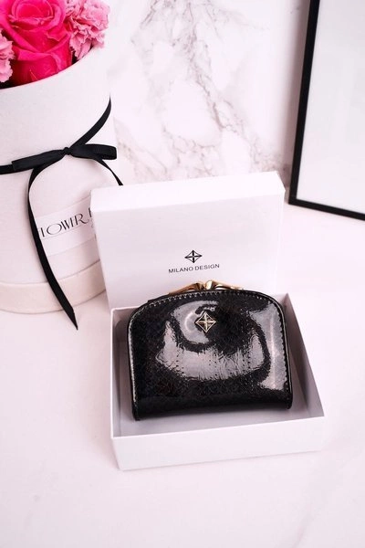 Mały Portfel Podkówka Zapinany Na Bigiel MILANO Ciemno Szary