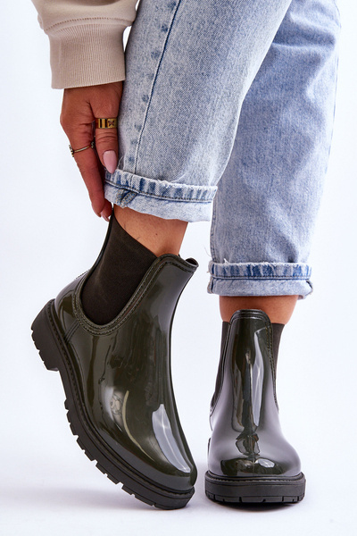 Damskie Wsuwane Kalosze Sztyblety Ciemnozielone Larone