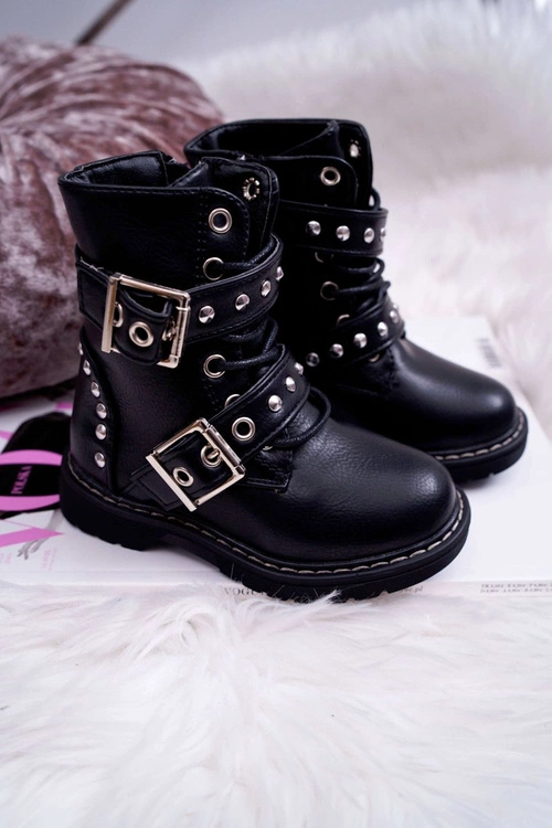 Dziecięce Botki Ocieplane Rockowe Czarne SmallRock