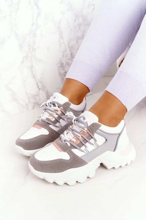 Damskie Sneakersy Na Masywnej Podeszwie Białe Power