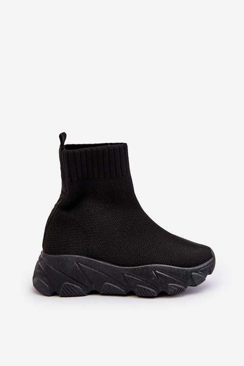 Skarpetkowe Buty Sportowe Dziecięce Czarne Zaelin