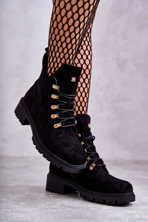 Klasyczne Damskie Zamszowe Botki Czarne Telma