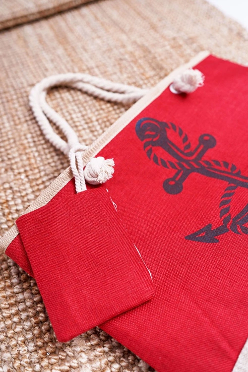 Plażowa Duża Czerwona Torebka Torba Damska