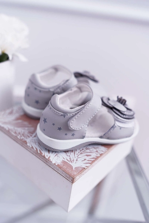 Dziecięce Sandały Na Rzepy Dla Dziewczynki Szare Flamenko