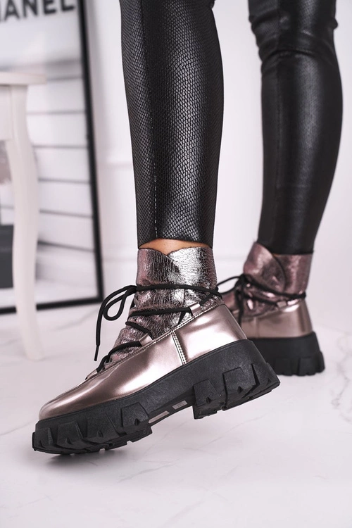 Botki Damskie Wsuwane Rochelle Srebrne