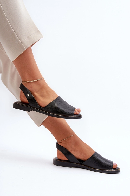 Skórzane Wsuwane Sandały Czarne Lemar Alivia