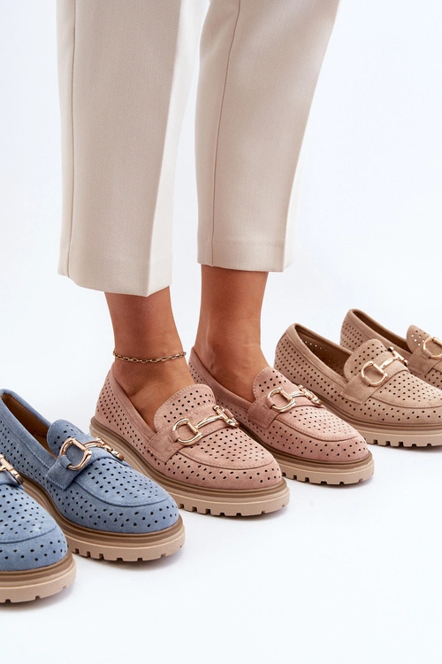 Mokasyny Damskie Ażurowe Z Ozdobą Czarne Talesse