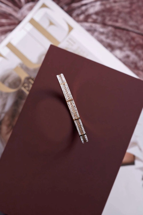 Damska Bransoleta Stalowa Z Cyrkoniami Złota Klar