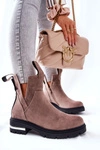 Ocieplane Botki Sztyblety Z Suwakiem Cappucino My Way