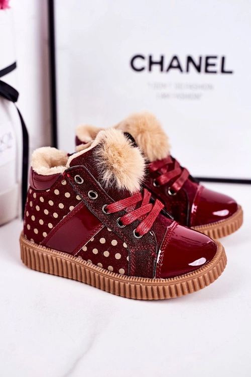 Dziecięce Ocieplane Botki Trampki W Groszki Czerwone Anastasia