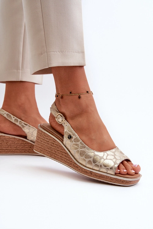 Damskie Sandały Na Koturnie Sergio Leone SK301 Złote