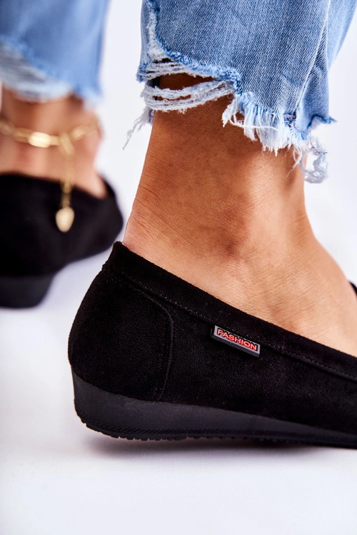 Damskie Zamszowe Mokasyny Na Koturnie Czarne La Cava