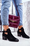 Botki Damskie Na Obcasie Z Wycięciami Czarne Sicily