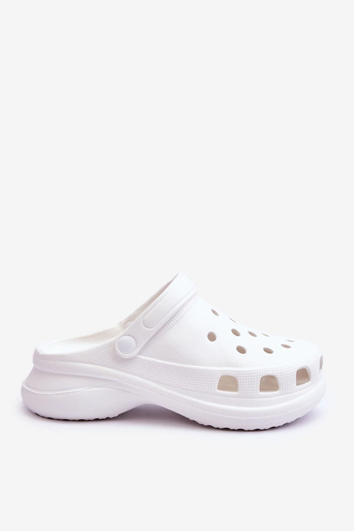 Piankowe Klapki Kroksy Na Masywnej Podeszwie Białe Katniss