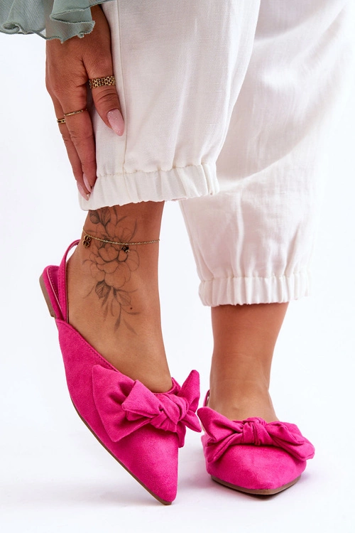 Damskie Wsuwane Baleriny Z Kokardą Fuksja Nadine