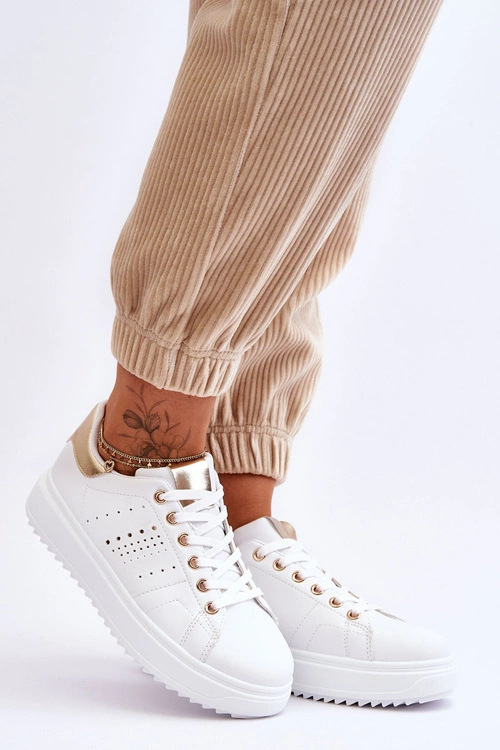 Damskie Sportowe Buty Biało-Złote Be First!