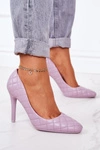 Eleganckie Pikowane Szpilki Fioletowe Rosanna