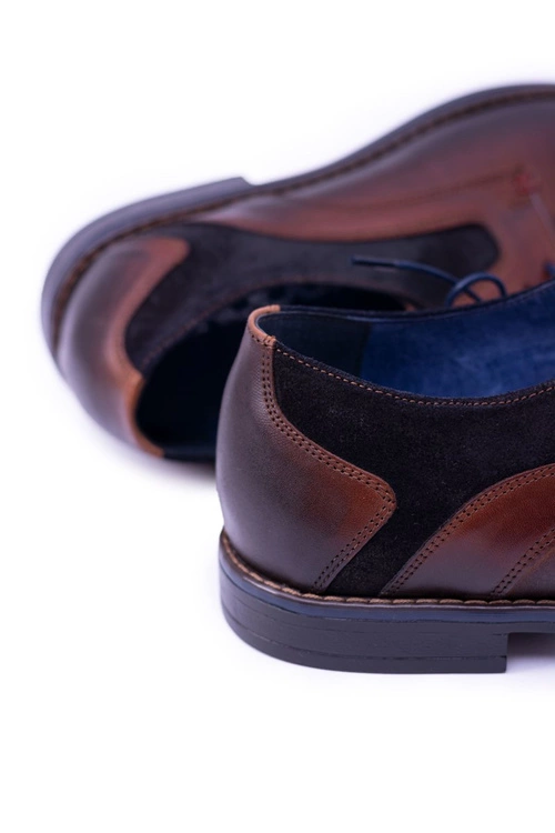 Nikopol Brązowe Skórzane Męskie Półbuty Zinedine