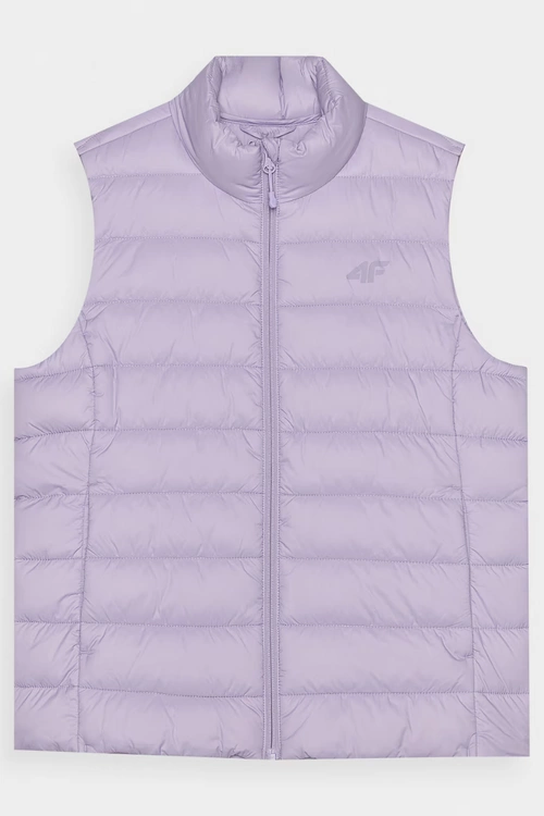 Bezrękawnik Damski Puchowy Ze Stójką 4F 4FWAW24TVJAF139-52S Fioletowy