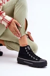 Wysokie Materiałowe Trampki Na Platformie Big Star LL274155 Czarne